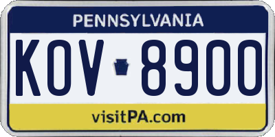 PA license plate KOV8900