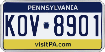PA license plate KOV8901