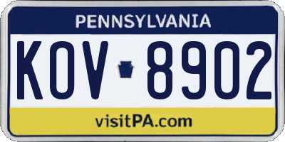 PA license plate KOV8902