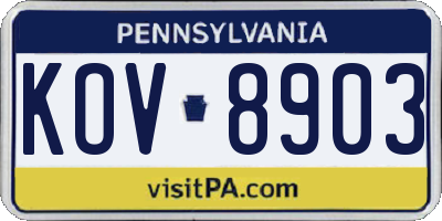 PA license plate KOV8903