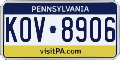 PA license plate KOV8906