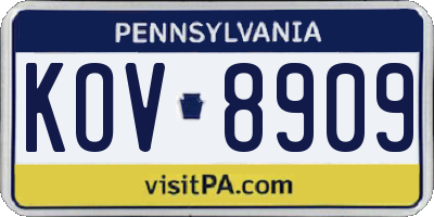 PA license plate KOV8909