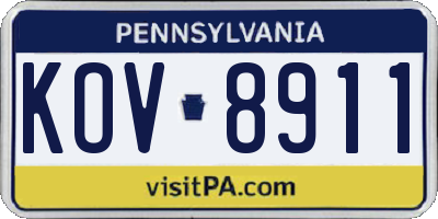 PA license plate KOV8911