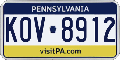 PA license plate KOV8912