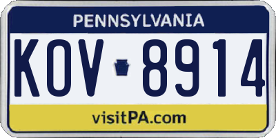 PA license plate KOV8914