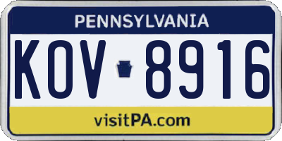 PA license plate KOV8916