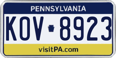 PA license plate KOV8923