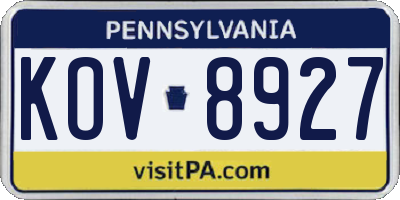 PA license plate KOV8927