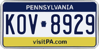 PA license plate KOV8929