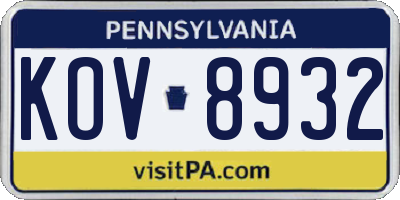PA license plate KOV8932