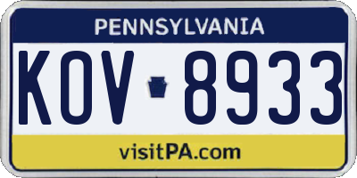 PA license plate KOV8933