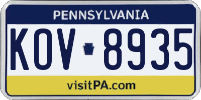 PA license plate KOV8935