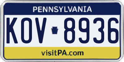 PA license plate KOV8936