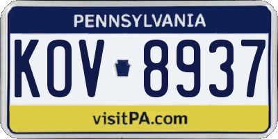 PA license plate KOV8937