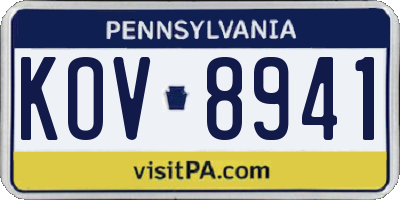 PA license plate KOV8941