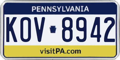 PA license plate KOV8942