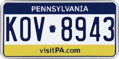 PA license plate KOV8943