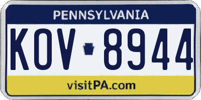 PA license plate KOV8944