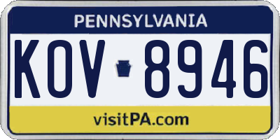 PA license plate KOV8946