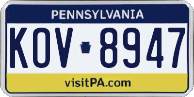 PA license plate KOV8947