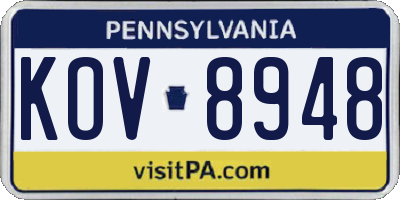 PA license plate KOV8948