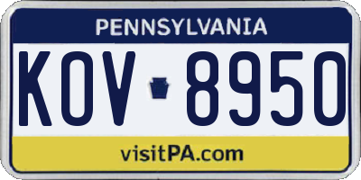 PA license plate KOV8950