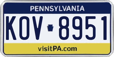 PA license plate KOV8951