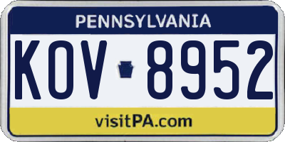 PA license plate KOV8952