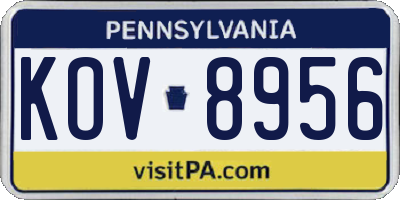PA license plate KOV8956