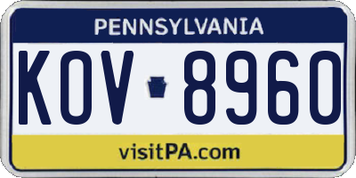 PA license plate KOV8960