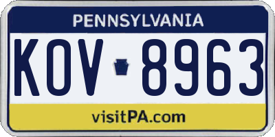 PA license plate KOV8963