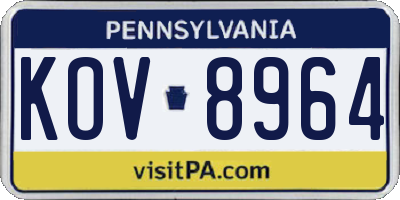 PA license plate KOV8964