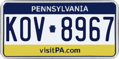 PA license plate KOV8967