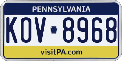 PA license plate KOV8968