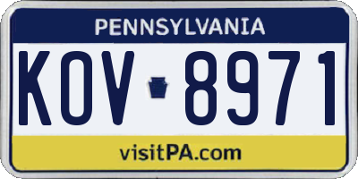 PA license plate KOV8971