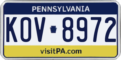 PA license plate KOV8972