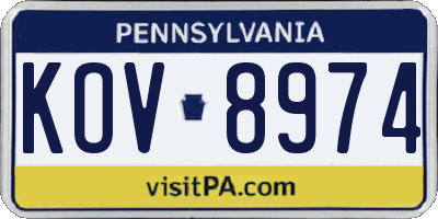 PA license plate KOV8974