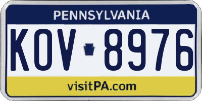 PA license plate KOV8976