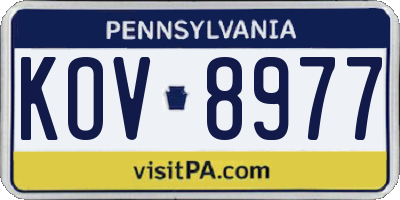 PA license plate KOV8977