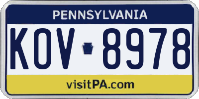 PA license plate KOV8978