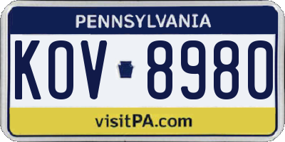 PA license plate KOV8980