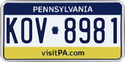 PA license plate KOV8981
