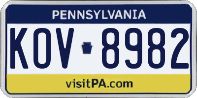 PA license plate KOV8982