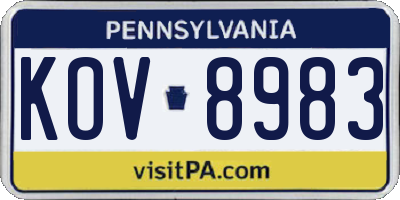 PA license plate KOV8983