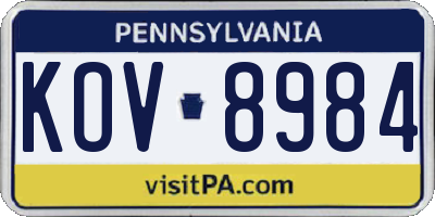 PA license plate KOV8984