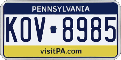 PA license plate KOV8985