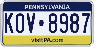 PA license plate KOV8987