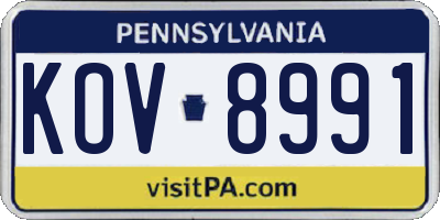 PA license plate KOV8991