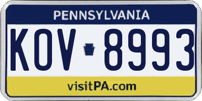 PA license plate KOV8993