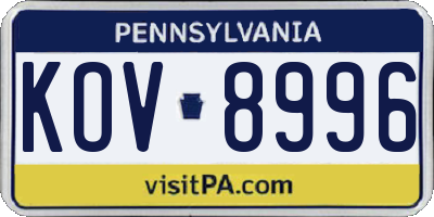 PA license plate KOV8996